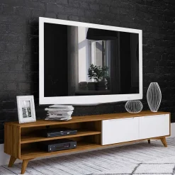 Wohnen Tv & Hifi-Möbel|Lowboards<220 cm langes TV Lowboard in Wildeiche mit Weiß - Diesta I