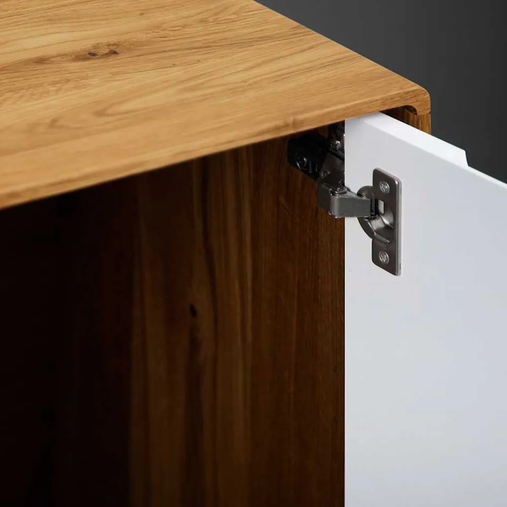 Wohnen Tv & Hifi-Möbel|Lowboards<220 cm langes TV Lowboard in Wildeiche mit Weiß - Diesta I