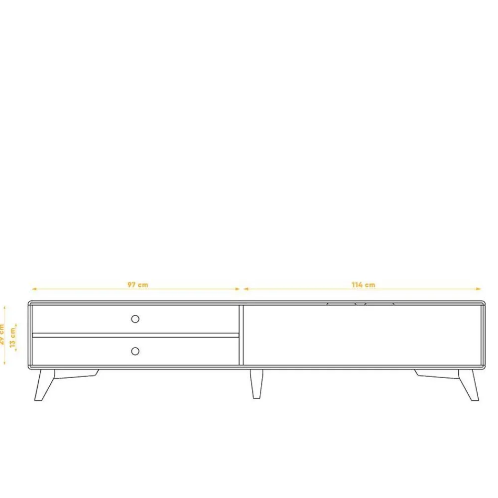 Wohnen Tv & Hifi-Möbel|Lowboards<220 cm langes TV Lowboard in Wildeiche mit Weiß - Diesta I