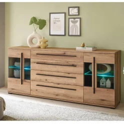 Wohnen Sideboards<200 cm Sideboard mit Glaseinsätzen - Brocus