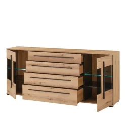 Wohnen Sideboards<200 cm Sideboard mit Glaseinsätzen - Brocus