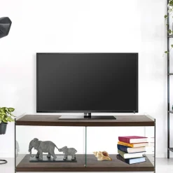 Wohnen Tv & Hifi-Möbel|Lowboards<120 cm TV Element in Nussbaum & Transparent - Tomima