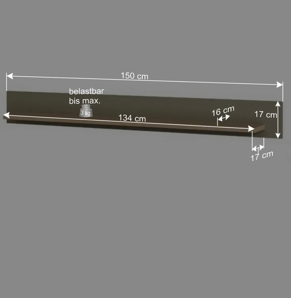 Wohnen Regale<150 cm Wandboard in Eukalyptus und Eiche Optik - Promo