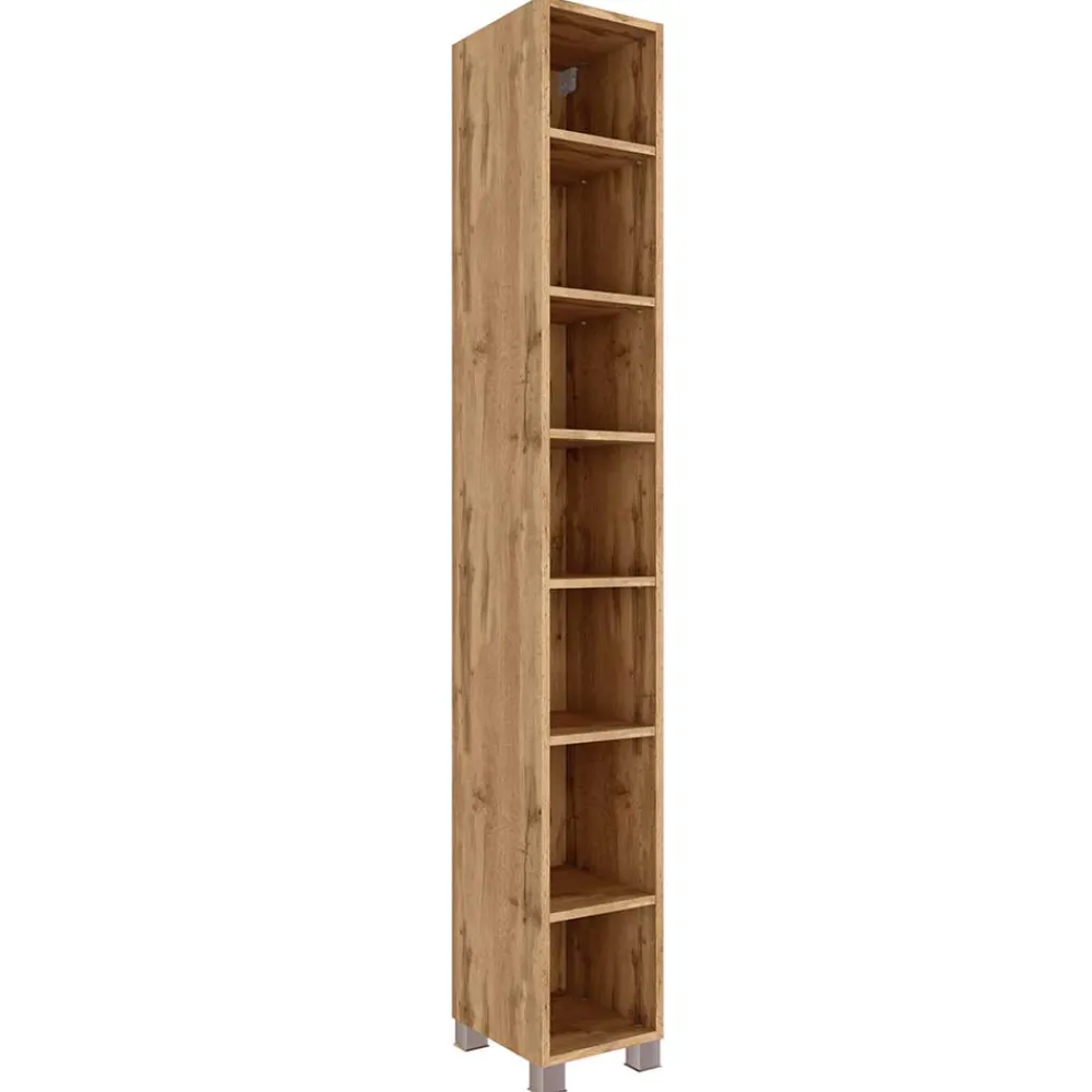 Wohnen Regale<7 Fächer Badzimmer Regal in Holz Optik - Lemnas