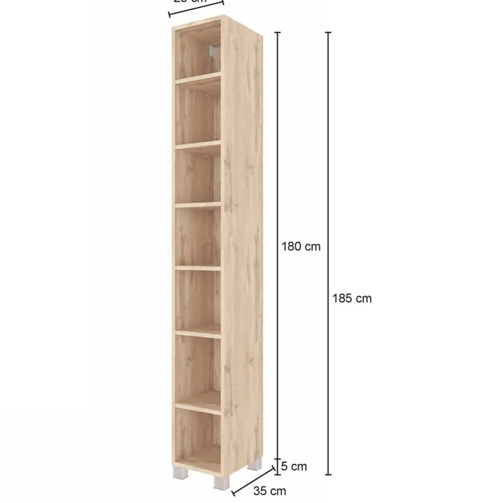 Wohnen Regale<7 Fächer Badzimmer Regal in Holz Optik - Lemnas