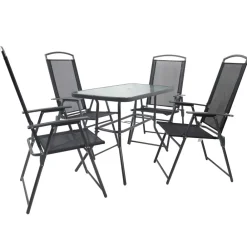 Wohnen Sitzgruppe<4 Klappstühle & Gartentisch Set - Alcamo (fünfteilig)