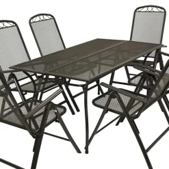 Wohnen Sitzgruppe<6 Personen Gartengruppe aus Streckmetall - Tessina (siebenteilig)