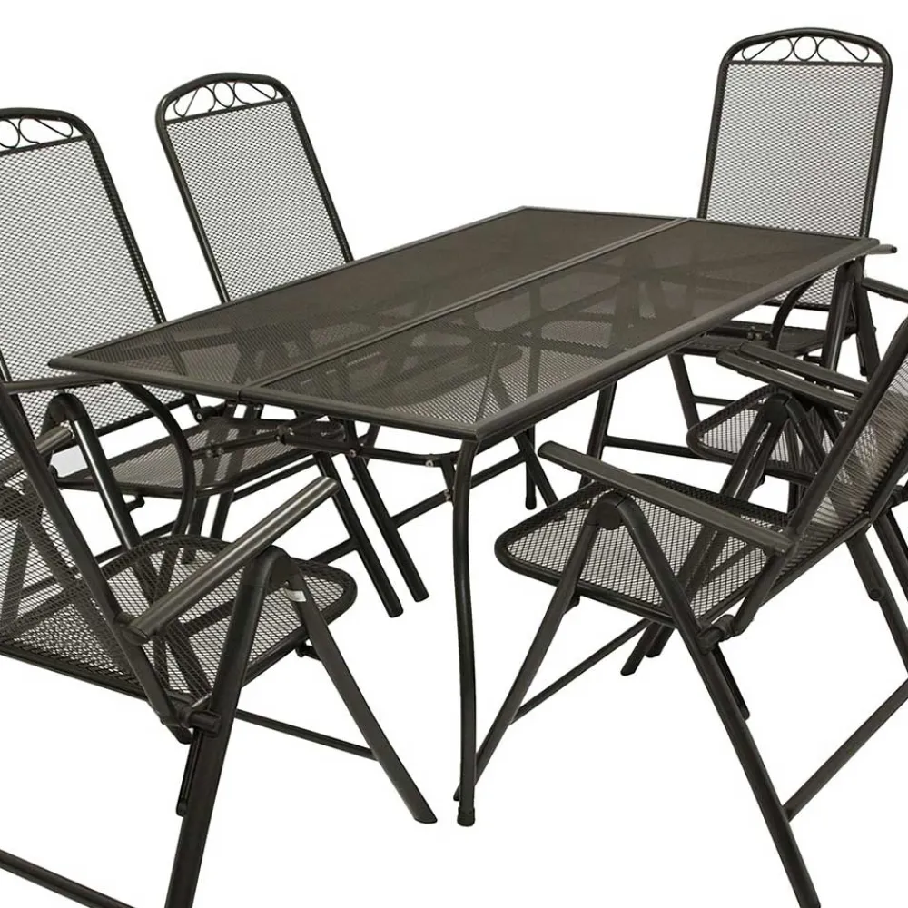 Wohnen Sitzgruppe<6 Personen Gartengruppe aus Streckmetall - Tessina (siebenteilig)