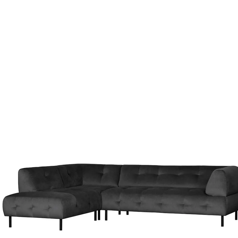 Wohnen Sofas<4 Personen Polsterecke in Graubraun Samtbezug - Marian