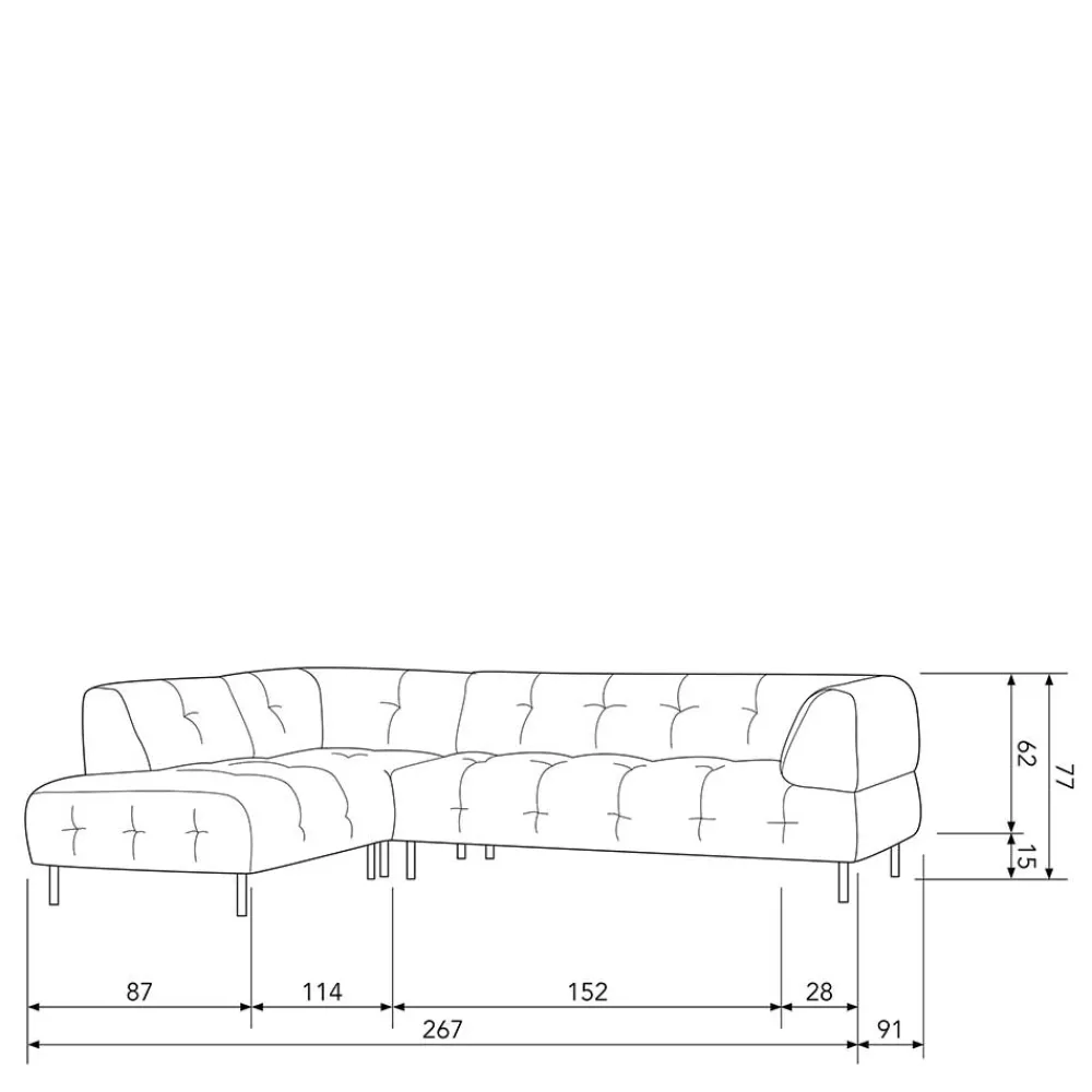 Wohnen Sofas<4 Personen Polsterecke in Graubraun Samtbezug - Marian