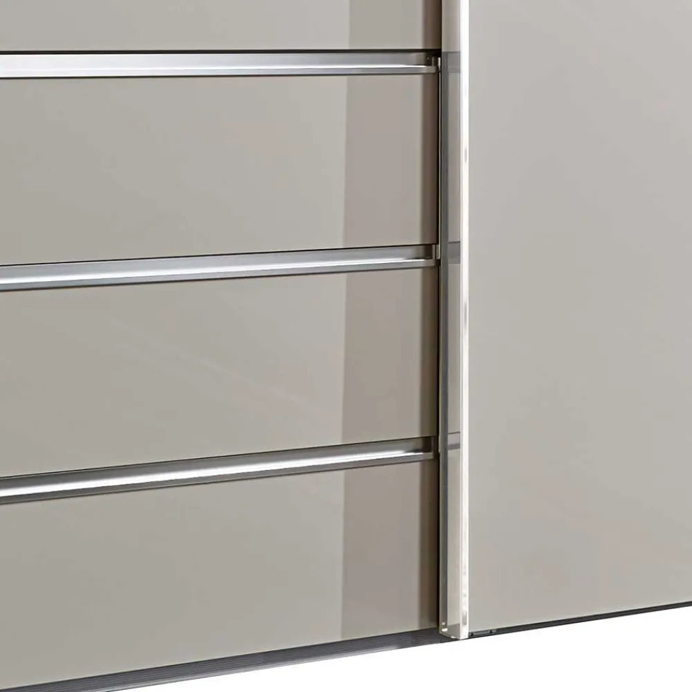 Wohnen Kleiderschränke|Schränke<3 Schiebetüren Schlafzimmer Schrank in Beige - Zesgina