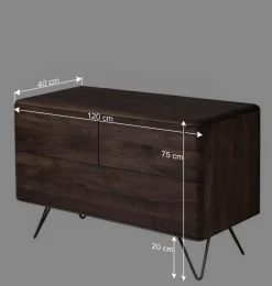 Wohnen Sideboards<3 Schubladen Kommode aus Nussbaum - Rivossa