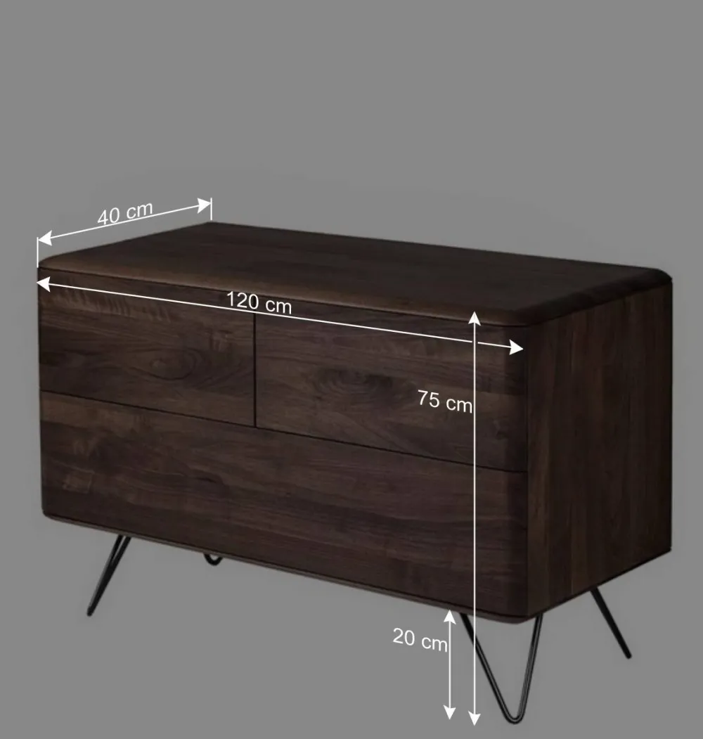 Wohnen Sideboards<3 Schubladen Kommode aus Nussbaum - Rivossa