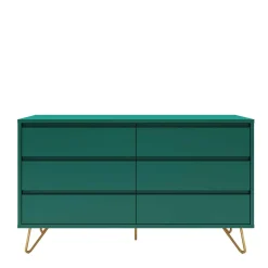 Wohnen Sideboards<6 Schubladen Kommode in Grün & Gold - Ricriava