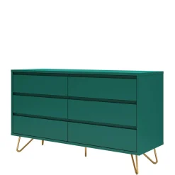Wohnen Sideboards<6 Schubladen Kommode in Grün & Gold - Ricriava