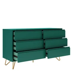 Wohnen Sideboards<6 Schubladen Kommode in Grün & Gold - Ricriava