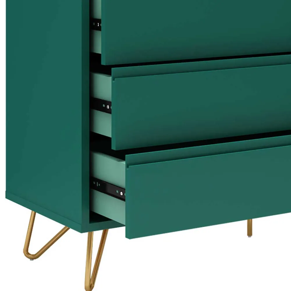 Wohnen Sideboards<6 Schubladen Kommode in Grün & Gold - Ricriava