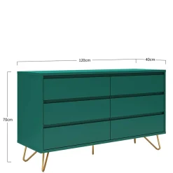 Wohnen Sideboards<6 Schubladen Kommode in Grün & Gold - Ricriava