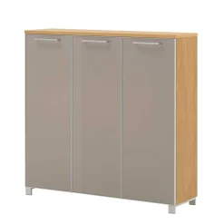 Wohnen Highboards|Kommoden<3 türiger Schuhschrank Diecca in Taupe Glas beschichtet