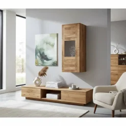 Wohnen Vitrinen<1 türiger Vitrine Vaskov aus Wildeiche Massivholz