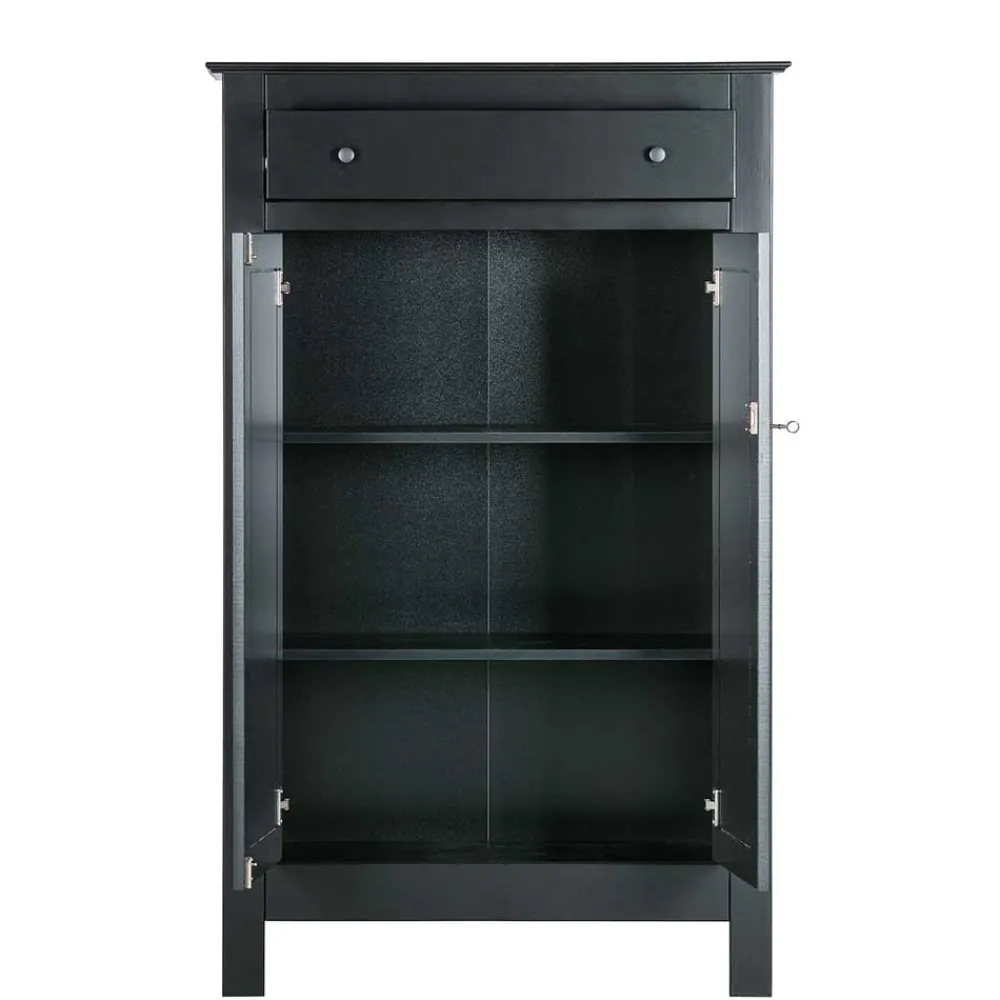 Wohnen Highboards|Kommoden<Abschließbare Vertiko Kommode in Schwarz - Wins