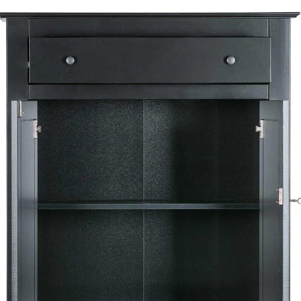 Wohnen Highboards|Kommoden<Abschließbare Vertiko Kommode in Schwarz - Wins