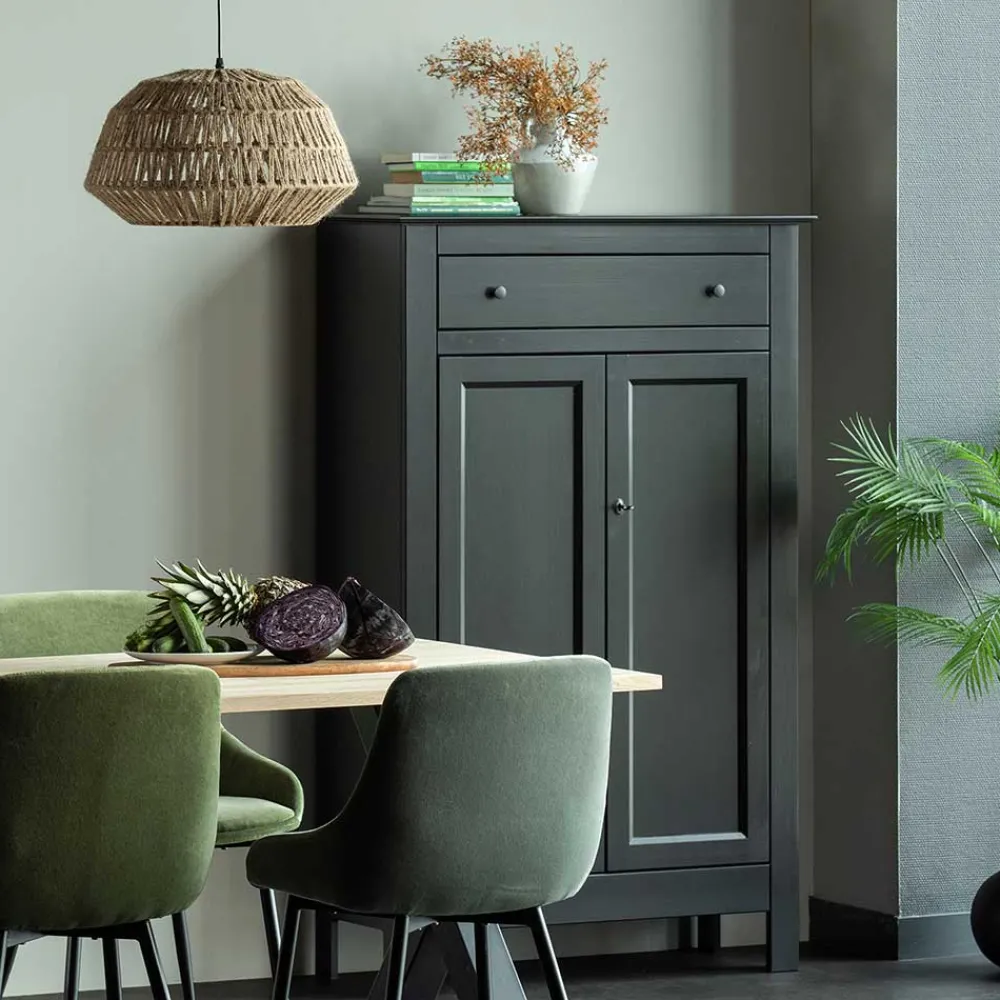 Wohnen Highboards|Kommoden<Abschließbare Vertiko Kommode in Schwarz - Wins