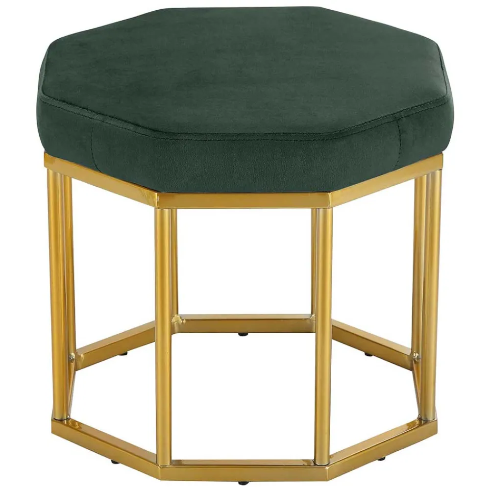 Wohnen Hocker<Achteck Hocker in Dunkelgrün & Gold - Furciona