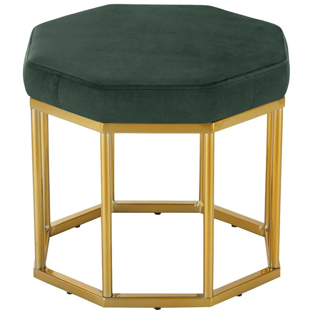 Wohnen Hocker<Achteck Hocker in Dunkelgrün & Gold - Furciona