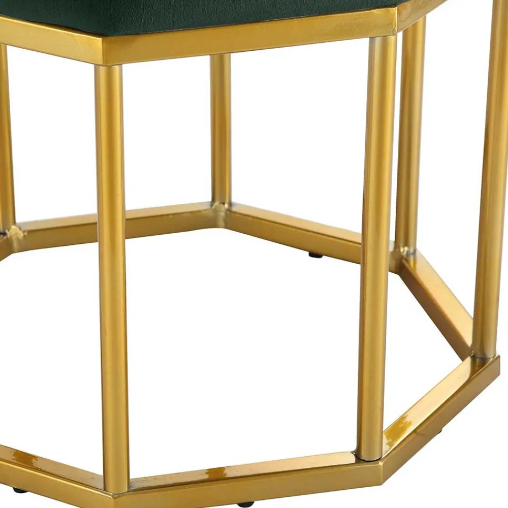 Wohnen Hocker<Achteck Hocker in Dunkelgrün & Gold - Furciona