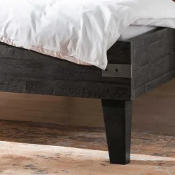 Wohnen Betten<Akazienholz Bett in Grau - Friedel