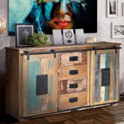 Wohnen Sideboards<Altholz Kombikommode mit Schiebetüren - Jevilia