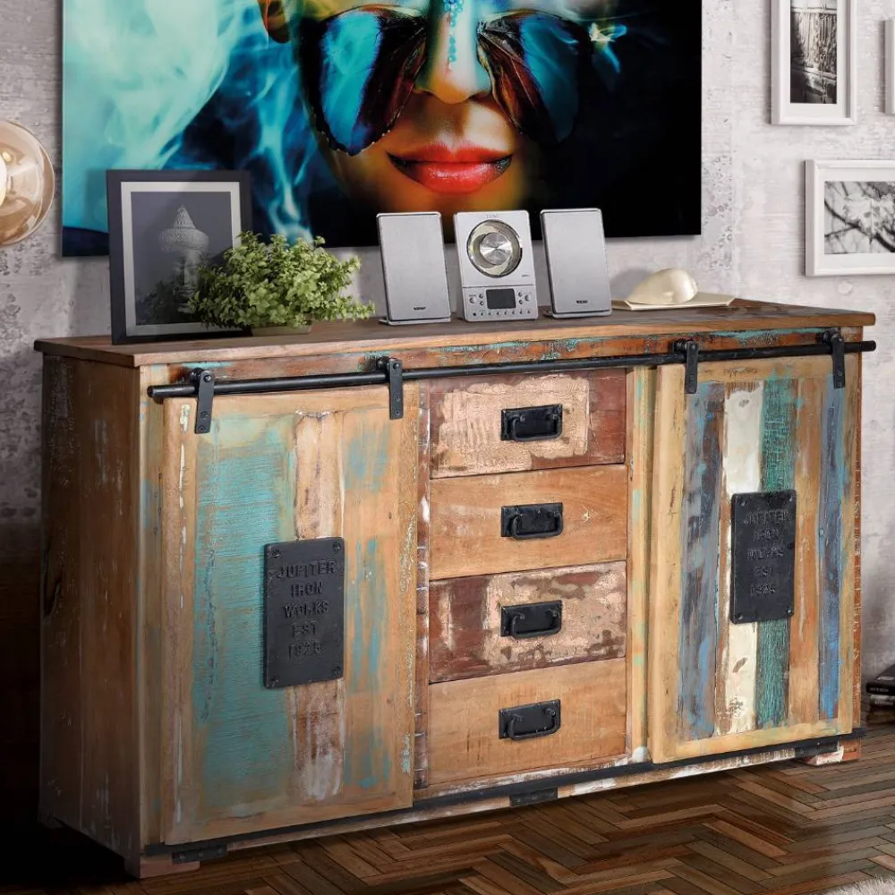 Wohnen Sideboards<Altholz Kombikommode mit Schiebetüren - Jevilia
