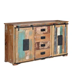 Wohnen Sideboards<Altholz Kombikommode mit Schiebetüren - Jevilia