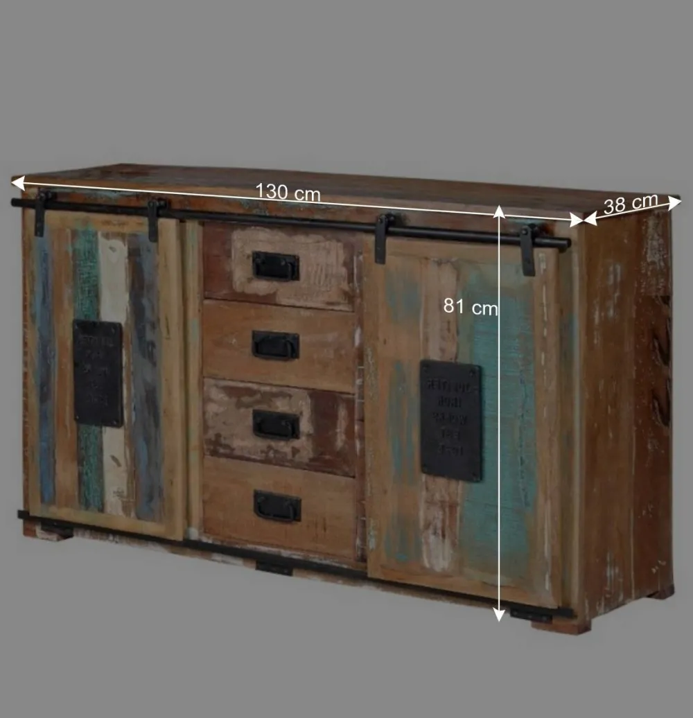 Wohnen Sideboards<Altholz Kombikommode mit Schiebetüren - Jevilia