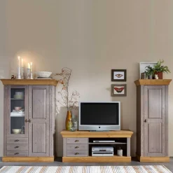 Wohnen Wohnwände<Anbauwand Cempino in Grau (dreiteilig)