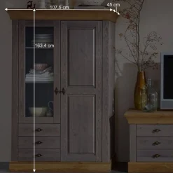 Wohnen Wohnwände<Anbauwand Cempino in Grau (dreiteilig)