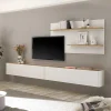 Wohnen Wohnwände<Anbauwand in Weiß & Wildeiche - Nonessia (dreiteilig)