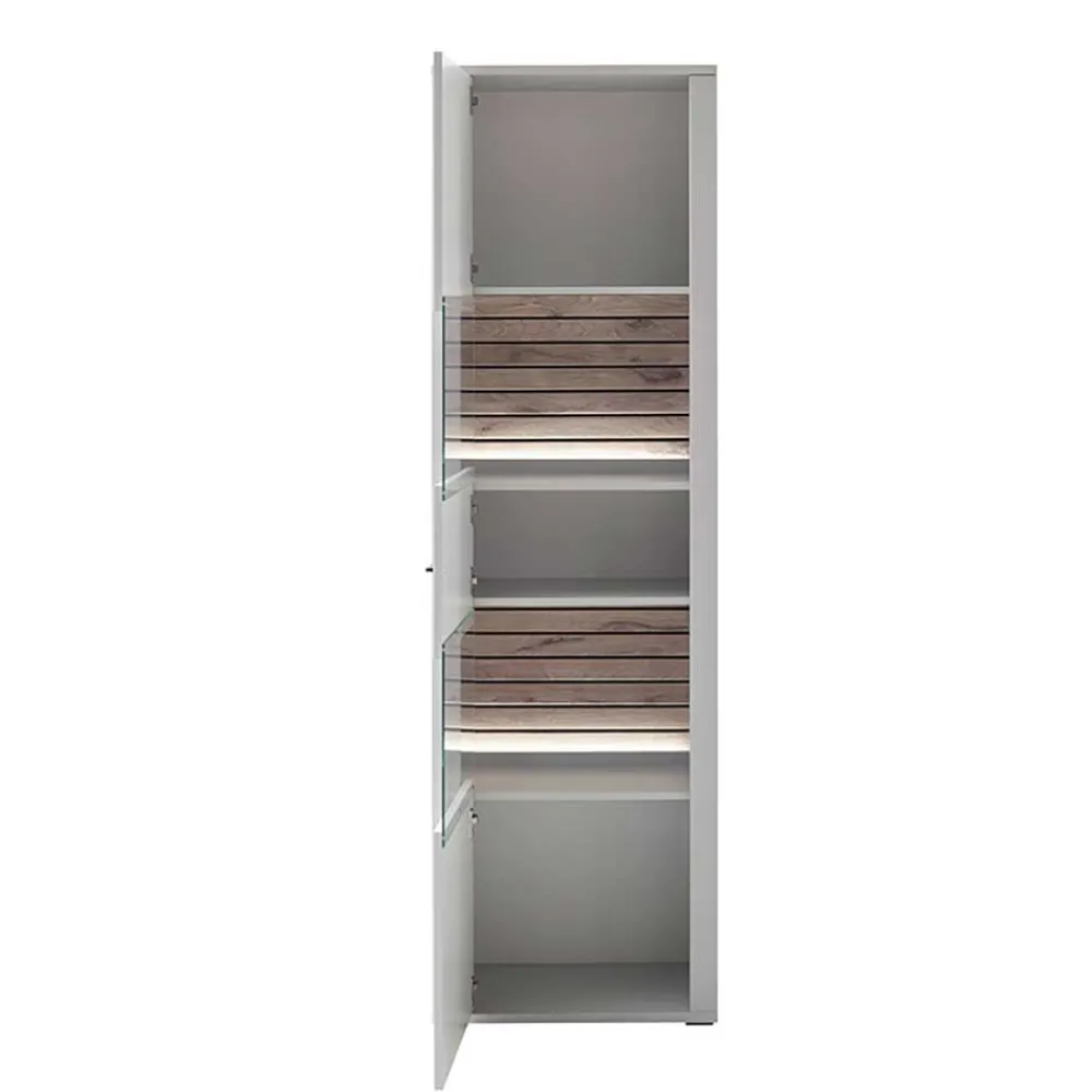 Wohnen Wohnwände<Anbauwand in Weiß mit Wildeiche - Varzino (dreiteilig)