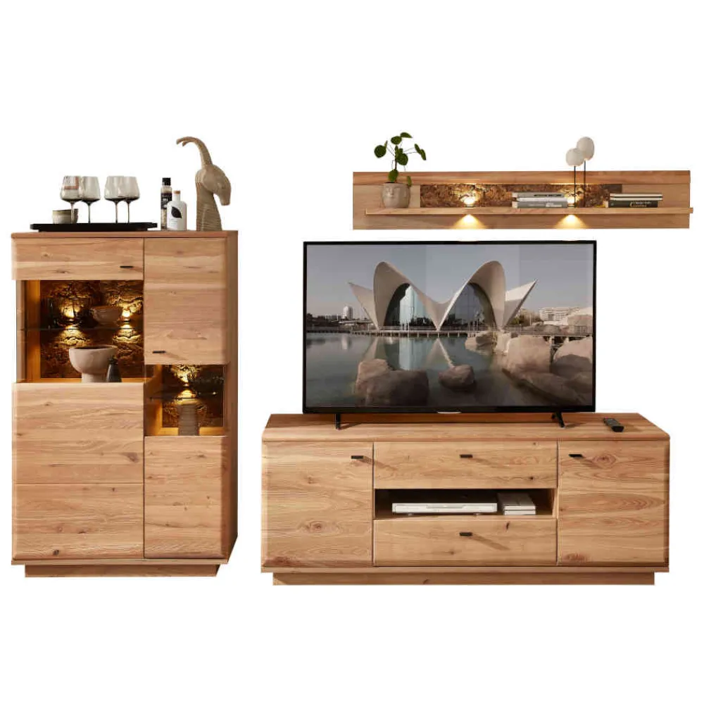 Wohnen Wohnwände<Anbauwand Möbel Kombination modern - Cassna (dreiteilig)