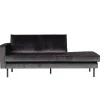 Wohnen Sofas<Anthrazitfarbene Samt Recamiere Ertrego mit Armlehne links