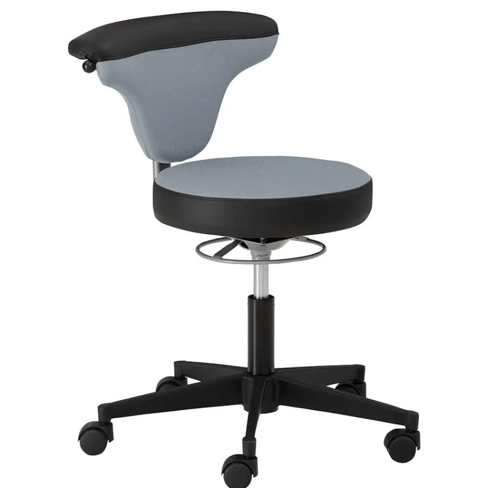 Wohnen Hocker<Arbeitshocker mit Lehne in Grau Schwarz - Camcupa