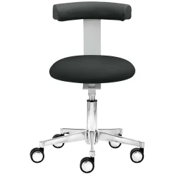Wohnen Hocker<Arbeitshocker mit Lehne in Schwarz & Alu - Udjaca