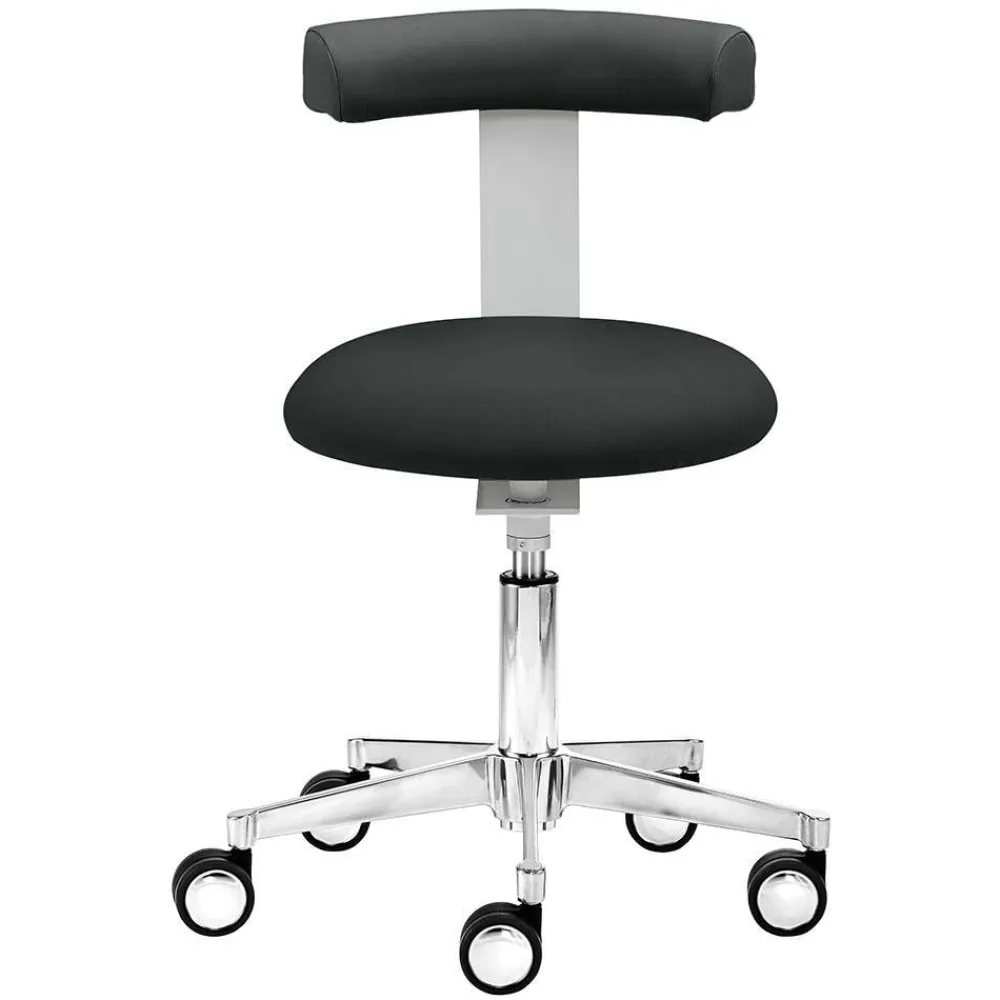 Wohnen Hocker<Arbeitshocker mit Lehne in Schwarz & Alu - Udjaca