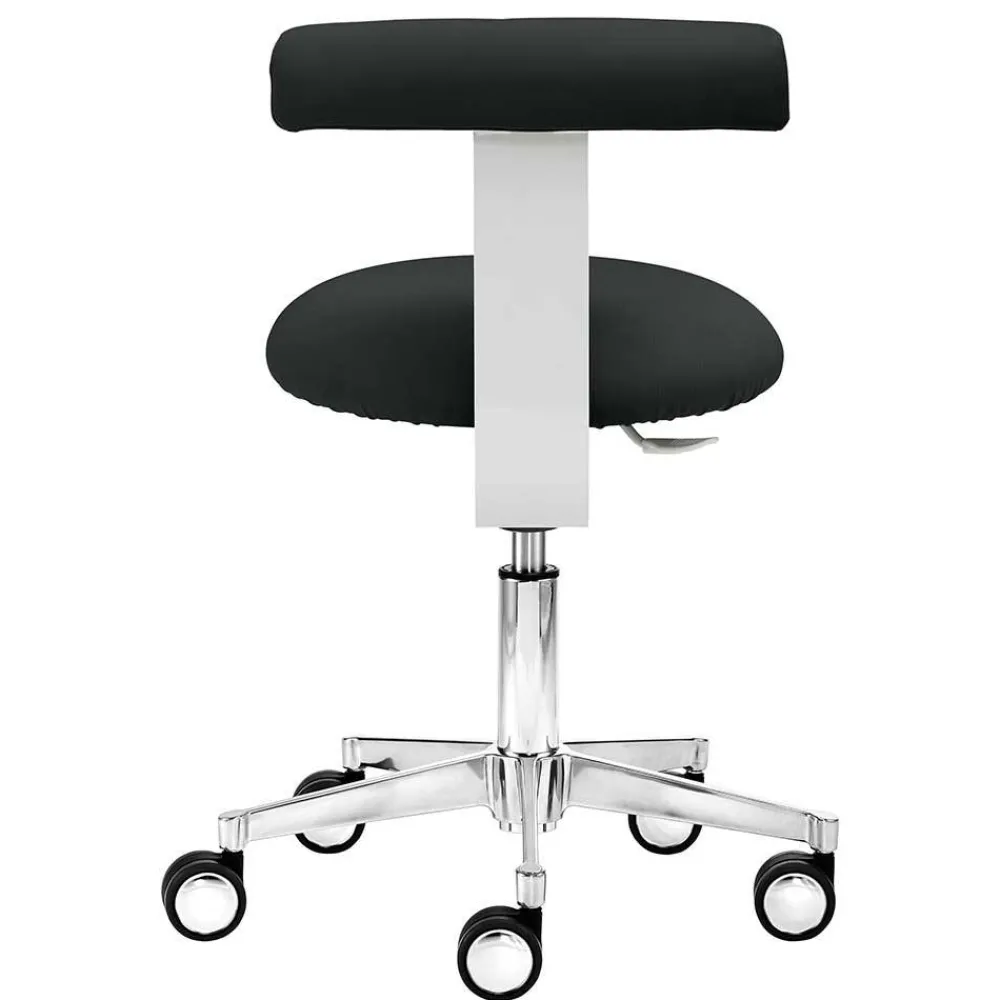 Wohnen Hocker<Arbeitshocker mit Lehne in Schwarz & Alu - Udjaca
