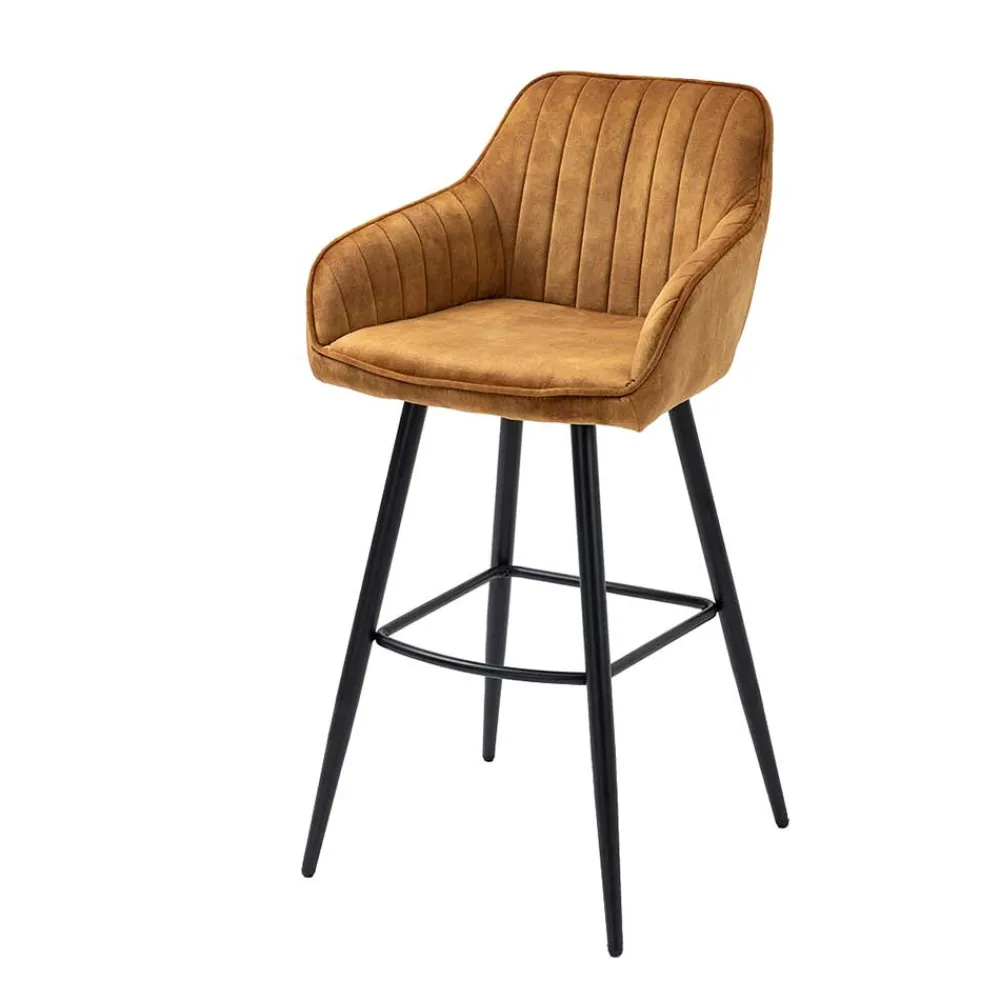 Wohnen Hocker<Armlehnen Barstühle in Ocker & Schwarz - Andim (2er Set)