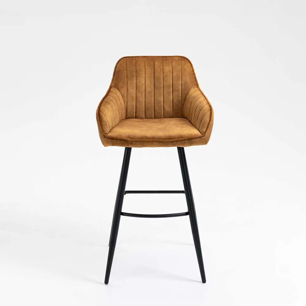 Wohnen Hocker<Armlehnen Barstühle in Ocker & Schwarz - Andim (2er Set)