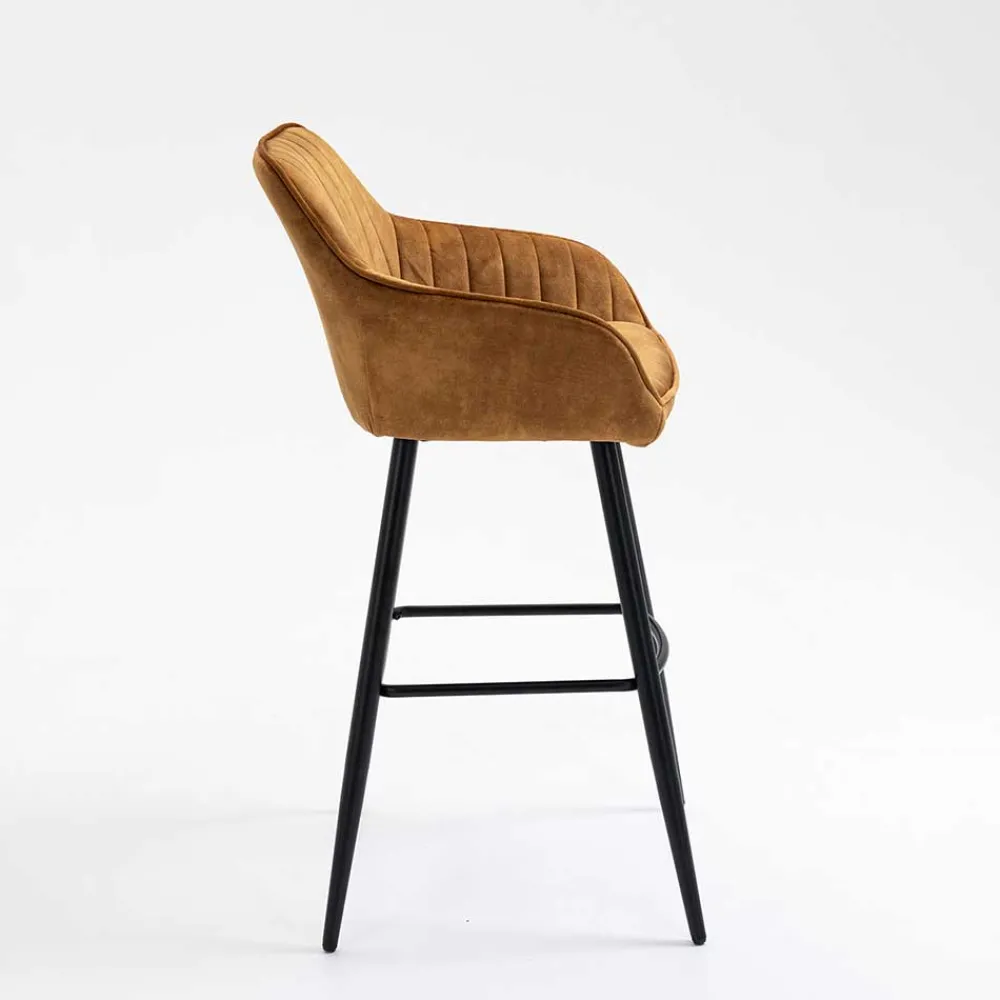 Wohnen Hocker<Armlehnen Barstühle in Ocker & Schwarz - Andim (2er Set)