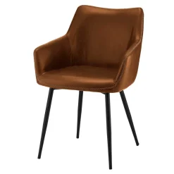 Wohnen Stühle<Armlehnen Polsterstuhl in Cognac Braun - Prasido (2er Set)