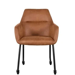 Wohnen Stühle<Armlehnenstuhl auf Rollen in Cognac Braun - Varel (2er Set)